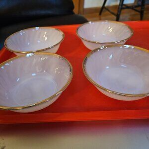 vintage berry bowls by fireking set of four 1950 gold rim
